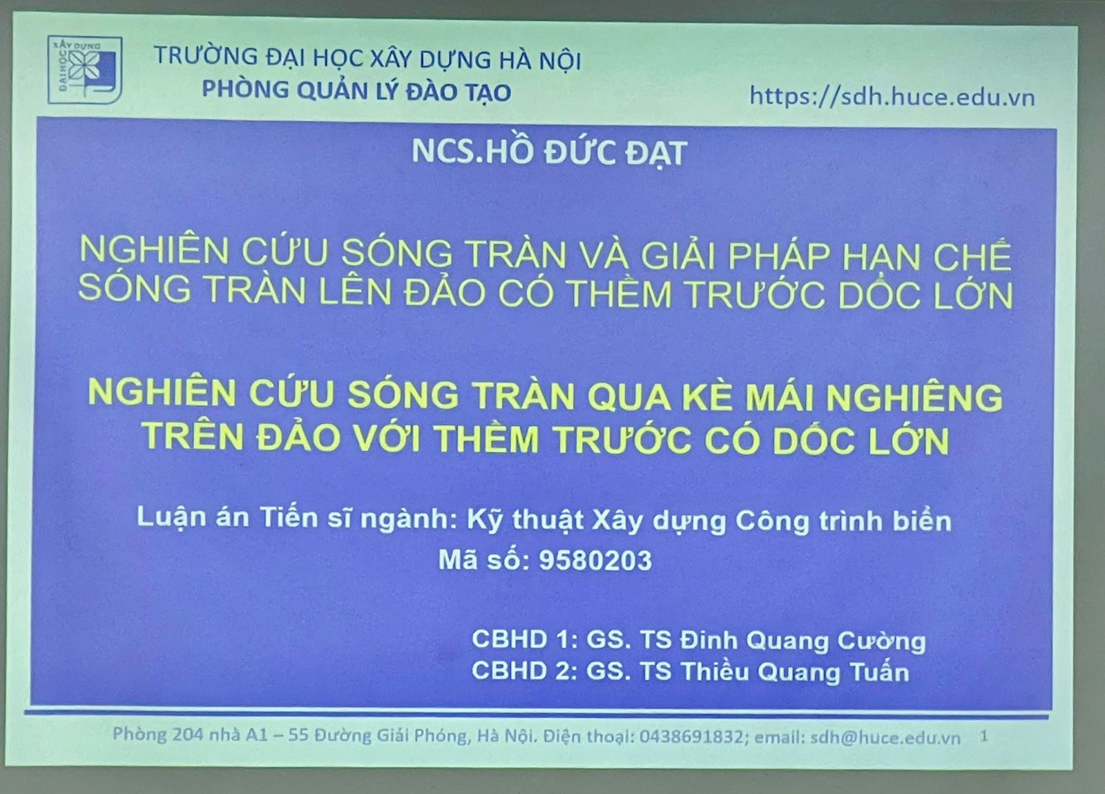 Chúc mừng NCS Hồ Đức Đạt bảo vệ thành công luận án tiến sĩ cấp cơ sở